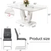 Dining Table Set for 6,Rectangula Kitchen Table Set Faux Marble Tabletop＆6 Pu Leather Upholstered Chairs Ideal , Kitchen Visit 6