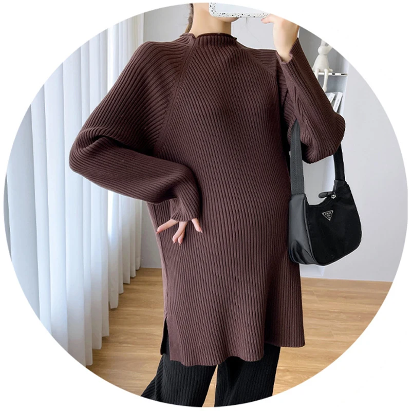 Maternity Autumn Winter Thick Warm Knitted Maternity Long Sweaters Slim Dress Clothes for Pregnant Women Fashion Pregnancy