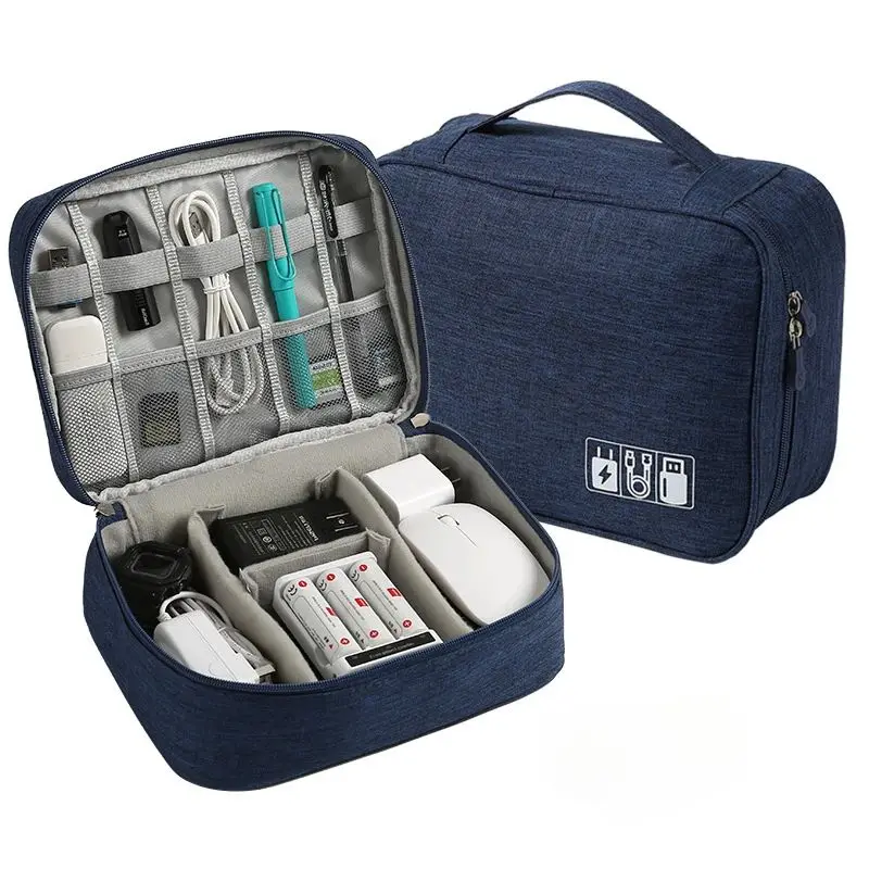 Compact Travel Electronics Organizer - Multi-Function Storage for Earphones, Cables, and Accessories