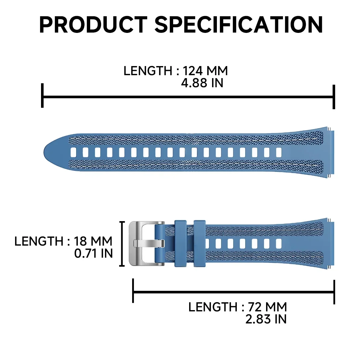 Sporty Nylon Silicone Composite Strap for Smartwatch - 18/22mm Wristband Bracelet