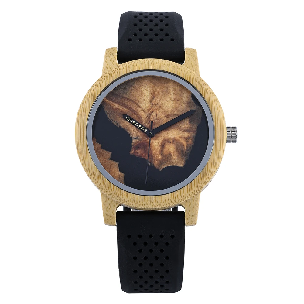 BOBO BIRD Green Leather Wood Watch with Japan Quartz Movement – Stylish Customizable Gift