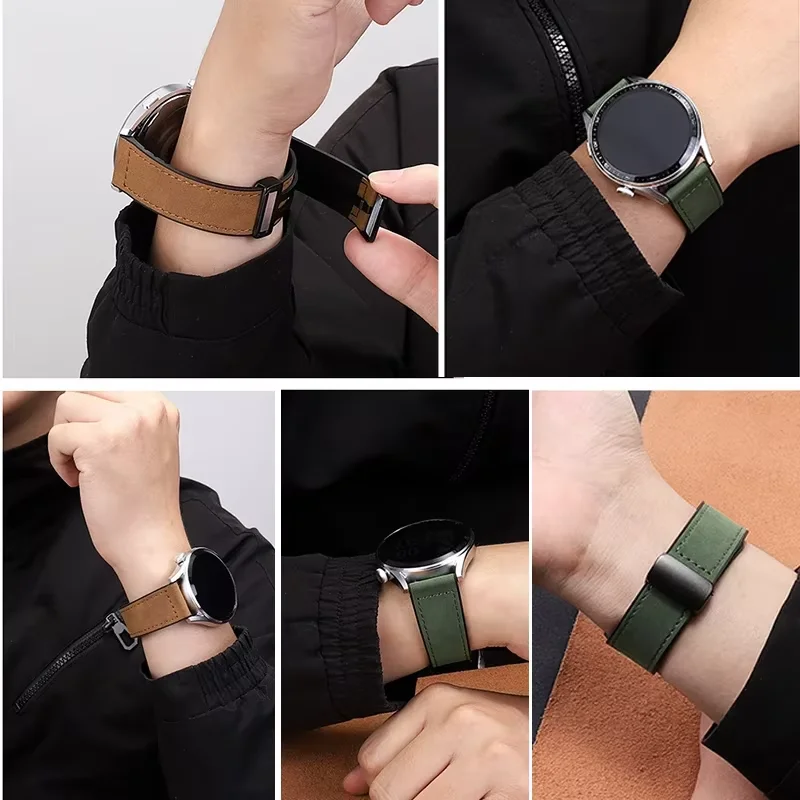 Premium Silicone-Leather Magnetic Watch Band Strap - Universal Fit