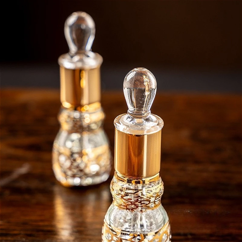 중동 12ml 금도금 롤러 병, 조롱박 모양 유리 향수 오일 용기, 리필 가능한 여행용