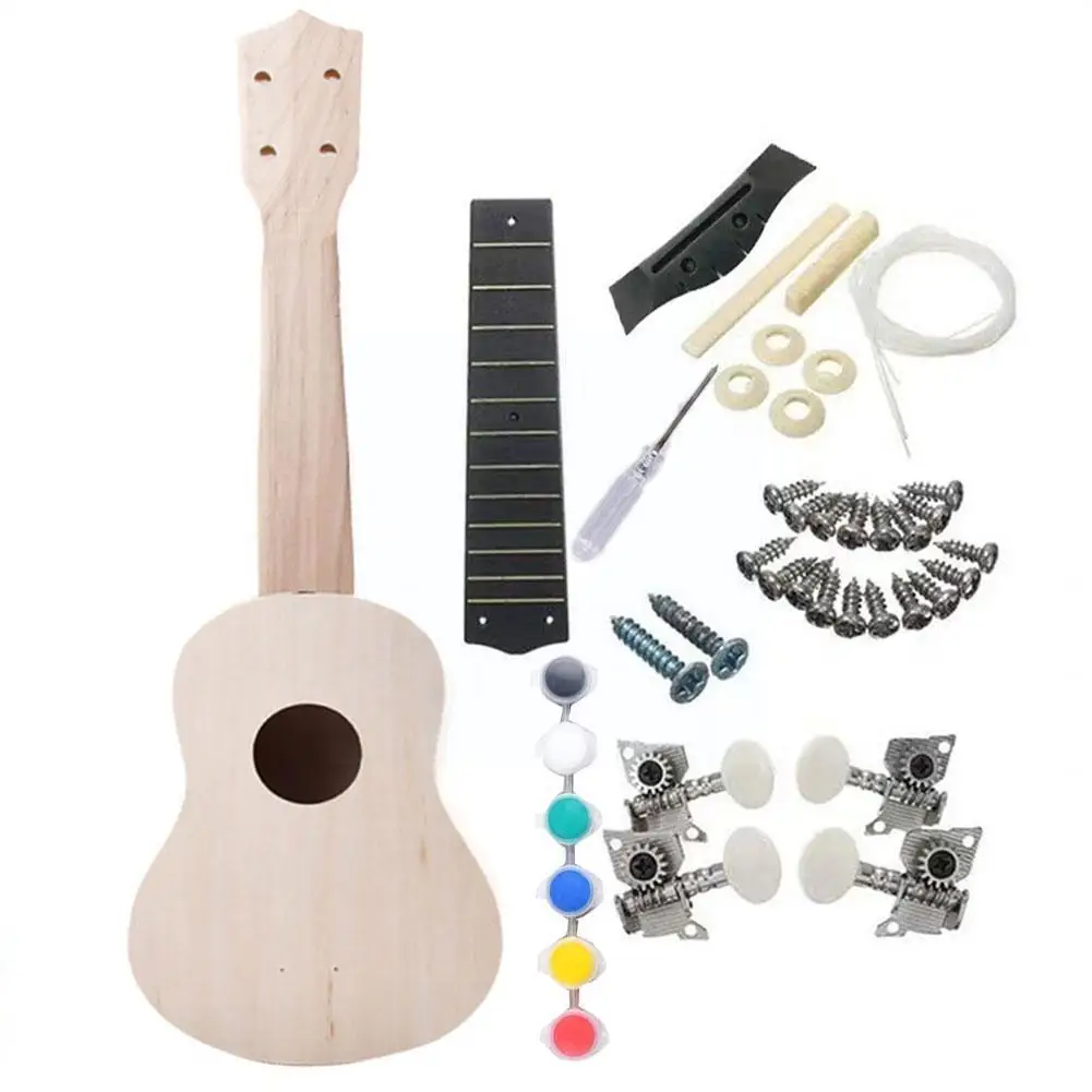 Ukulele set 21 Inch Ukulele Diy Ukulele small guitar manual assembly package wooden musical student material painted instrument