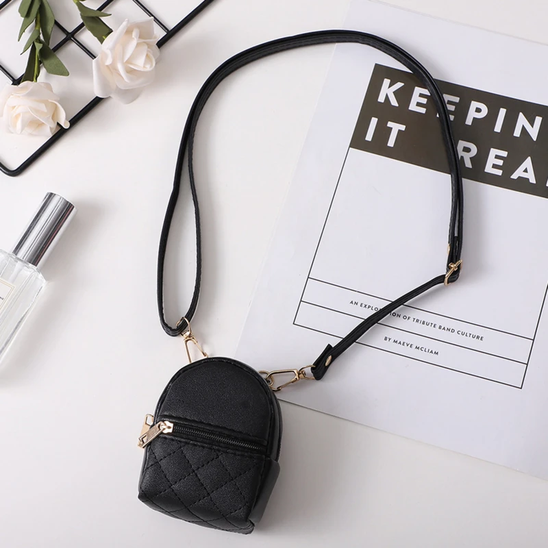 

Portable Coin Purse New PU Leather Solid Color Crossbody bag Lightweight Mini Makeup Bag Women