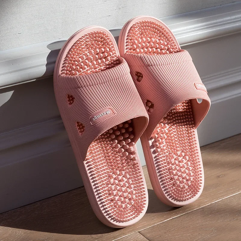 Soft slippers summer slippers massage slippers anti slip sandals Solid Color Massage Slippers For Women Non-slip Open Toe Bathroom Slippers Soft Indoor Sandals Summer