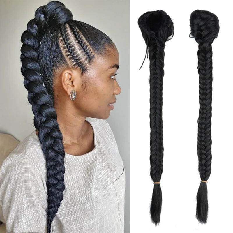 20 Polegada Marrom Strass Conjunto Extensões De Cabelo Tranças Do Bebê  Frente Lado Longo Trançado Rabo De Cavalo Extensão Festa Colorido Clipe Em  Extensões De Cabelo Reto Sintético Hairpieces Para Mulheres Crianças