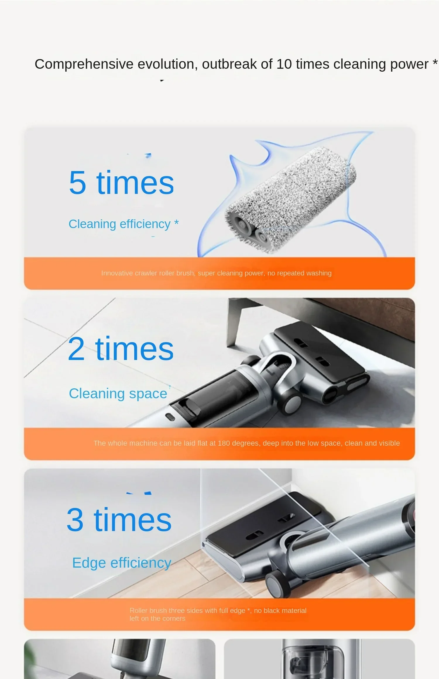 Shunzao H200 all-round track floor washing machine suction drag washing one can lie flat extension edge household appliances 6
