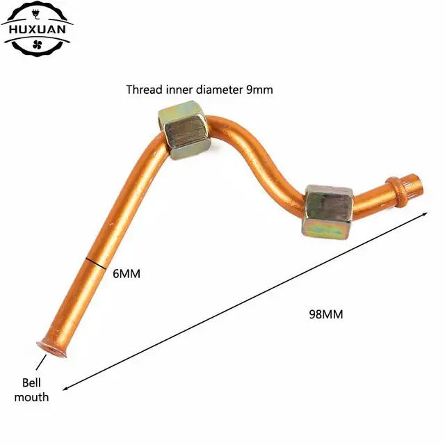 나사 알루미늄 공기 압축기 배기 튜브 교체 톤 부품은 고품질의 하드웨어 액세서리로, 9mm 크기와 HUXUAN 브랜드 네임이 특징입니다.