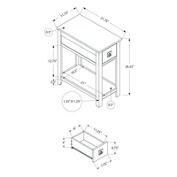 Transitional Brown Veneer Accent Table with Storage Drawer for Bedroom, End, Side, Nightstand – Narrow Dimensions. 2