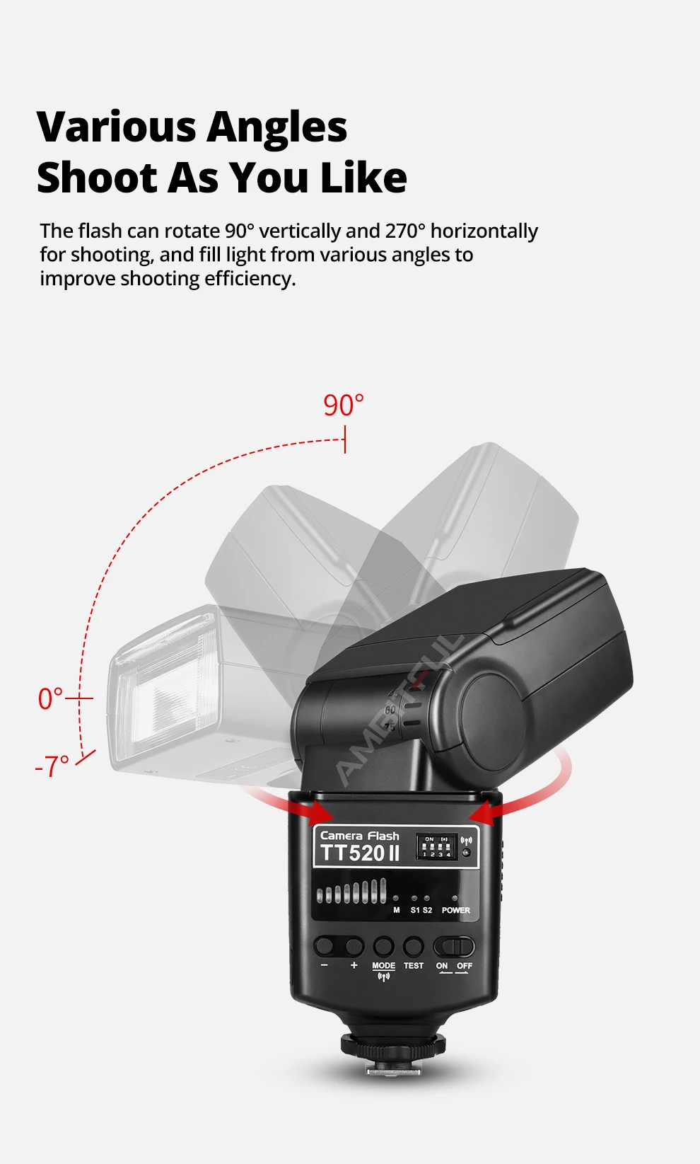 Godox Camera Flash TT520II with Build-in 433MHz Wireless Signal for Canon Nikon