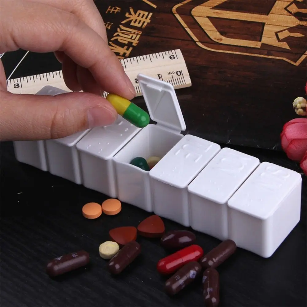 Case High Quality Braille Tablet Case Container Organizer 7 Day Weekly Medicine Pill Storage Box Medication Organizer Pill Case