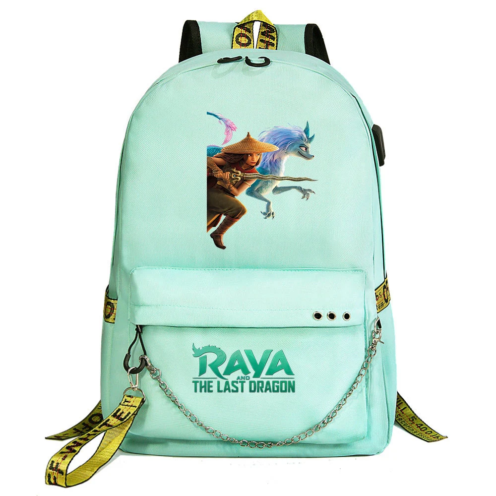 Disney Raya And The Last Dragon Usb Backpack School Bag Laptop Rucksack Women Men Travel Daypacks Chain Backpack Mochilas