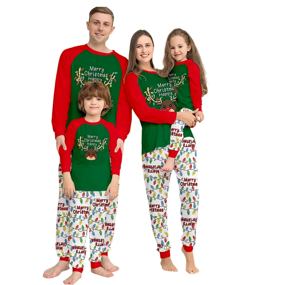 thumbnail image 2 of Conjunto de pijamas a juego para toda la familia de Navidad, recién llegados en 2025, pijamas para adultos y niños con estampado de ciervos y árbol de Navidad, mono para bebé, ropa para perros, 2 of 5