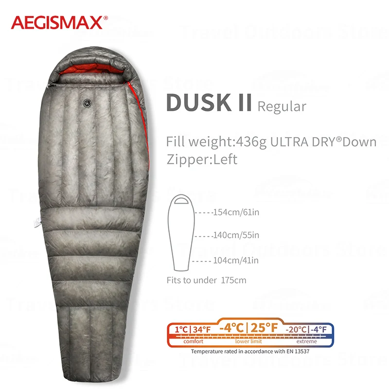 

AEGISMAX DUSK II Duck Down Sleeping Bag 800FP UltraLight Waterproof Down Outdoor Camping Mountaineering Aldult Sleeping Bags