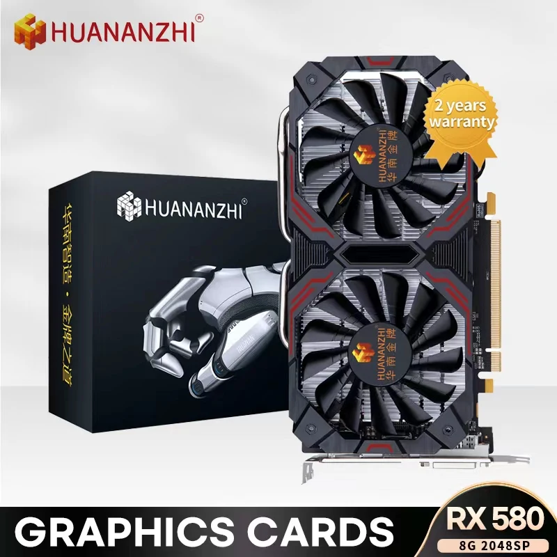 

HUANANZHI RX 580 8G 2048SP Brand New Original Graphics Cards GDDR5 256Bit HDMI-Compatible DP DVI GPU RX580 8G Video Card