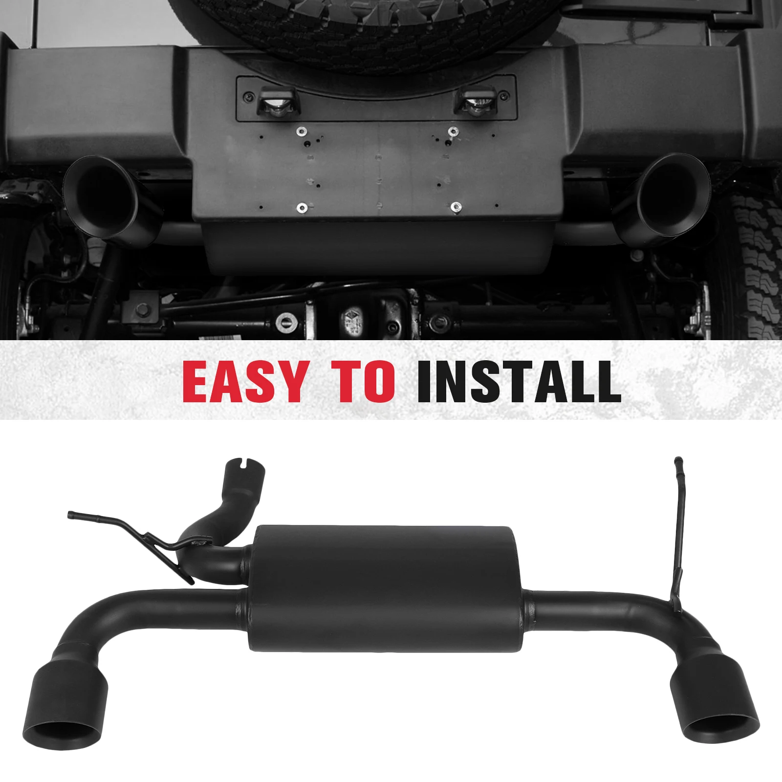 Steel Black Rear Exhaust Muffler System Kit for Jeep Wrangler JK