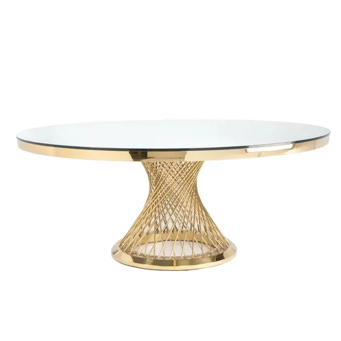 

Glass MDF top 60 gold chairs set and round dinner wedding banquet table for 10 events