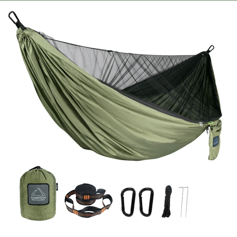 Portable Quick Setup 290*140cm Travel Outdoor Camping Hammock Hanging Sleeping Swing Bed with Mosquito Net camping hammock outdoor hammock swing