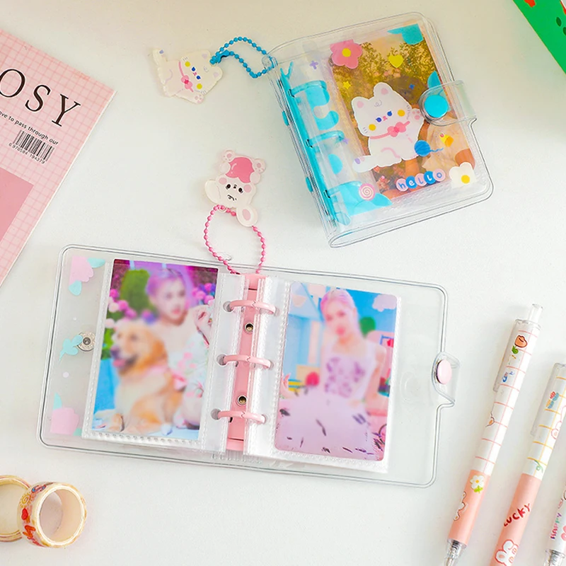 Transparent Binder Album Photo Card Collection Pendant Portable Lovely Cartoon Photocard Mini Scrapbook Postcard Storage