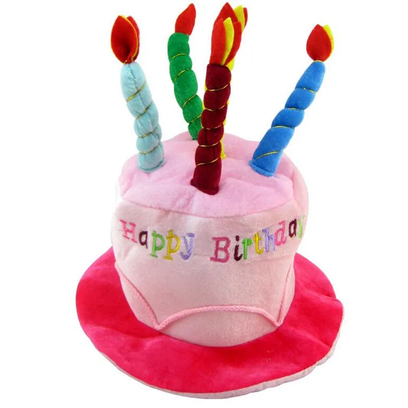 Children Adult Candles Cap Happy Birthday Party Hat Headwear Dress Up Gift Hair Wear Crown Cosplay Pink Blue Wedding Festival