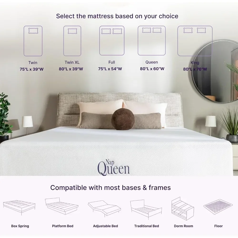 12 Inch Queen Size Mattress, Bamboo Charcoal Memory Foam Mattress, Bed in a Box,White 3