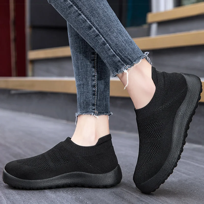 Women's Sports Shoes Mix Color Woman Shoes With Mesh Sneakers Women Casual Zapatillas De Mujer  Slip-on Footwear Tennis Female