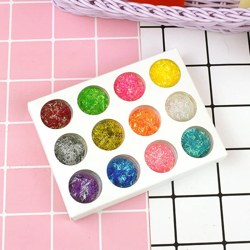 12 Colors Ribbon Nail Glitter Powder Nail Manicure Decorations Fashion Glitter Nail Art Tool - 5