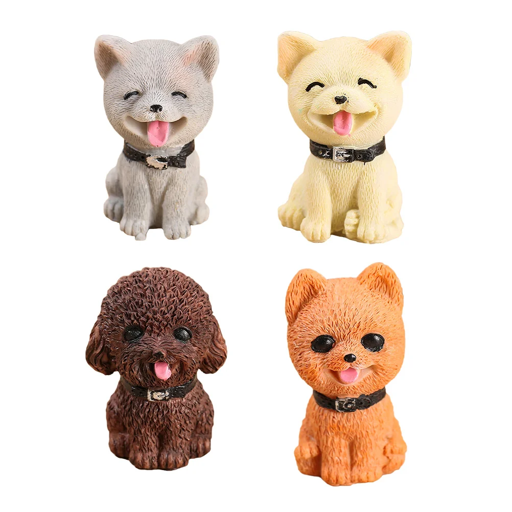 4 Pcs Resin Dog Adornments Simulated Dog Models Mini Resin Animals