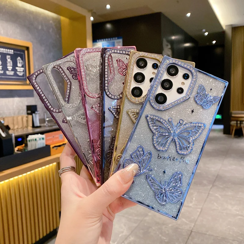Butterfly Glitter Rhinestone Phone Case - Sparkling Back Cover