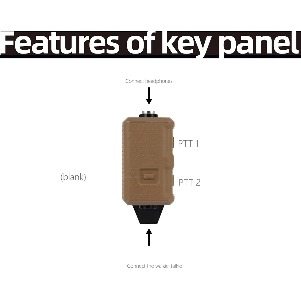 FCS TACTICAL V20 PTT Single Communication Channels for AMP Headset High Quality Tactical Call Accessories Lightweight Design
