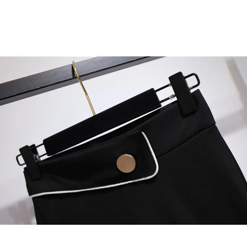 Women's Spring Autumn Solid Color Elastic High Waisted Button Pockets Casual Flare Boot Cut Trousers Vacation Fashion Pants