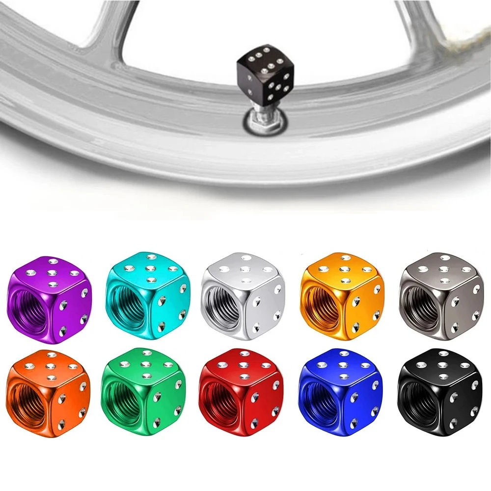 4Pcs/Set Aluminum Car Truck Motocycle Bike Dice Wheel Stem Tyre Tire Wheel Stem Air Valve Dust Cap Cover