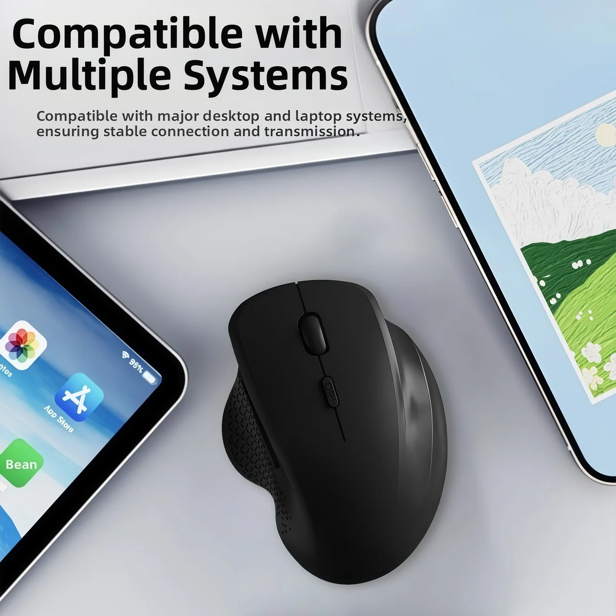 Unsharkable Wireless Mouse Bluetooth-compatible 2.4G Dual Mode Ergonomics Computer Mice Mini Portable for iPad Laptop Desktop 3