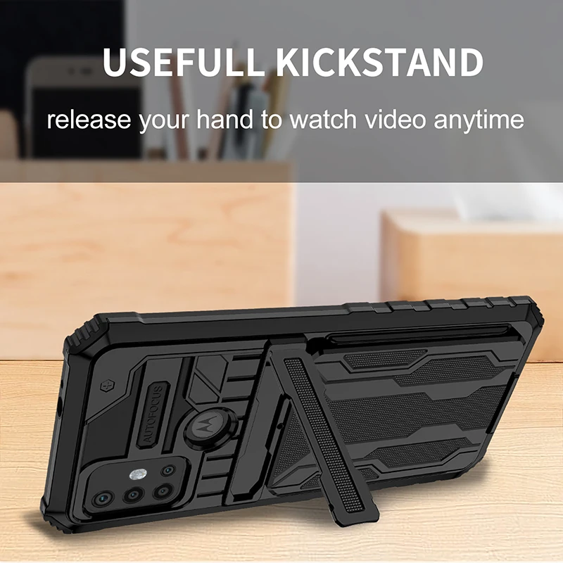 Shockproof Armor Phone Case with Card Holder for Moto Motorola G Series