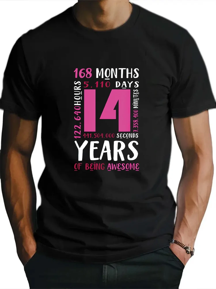

14th Birthday Gifts Of Being Awesome Men's T-shirt Short Sleeve Tees Loose T-shirt Man Tops New