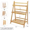 Bamboo Ladder Plant Stand 3 Tier Foldable Flower Pot Display Shelf Rack for Indoor Outdoor Home Patio Lawn Garden Balcony 5