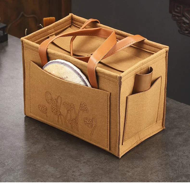 Description Picture 5 of item2024 Outdoor Travel Tea Set Storage Bag Portable Car Teapot Tea Cup Storage Bag Multi functional Storage Bag Tea Cozies LF395