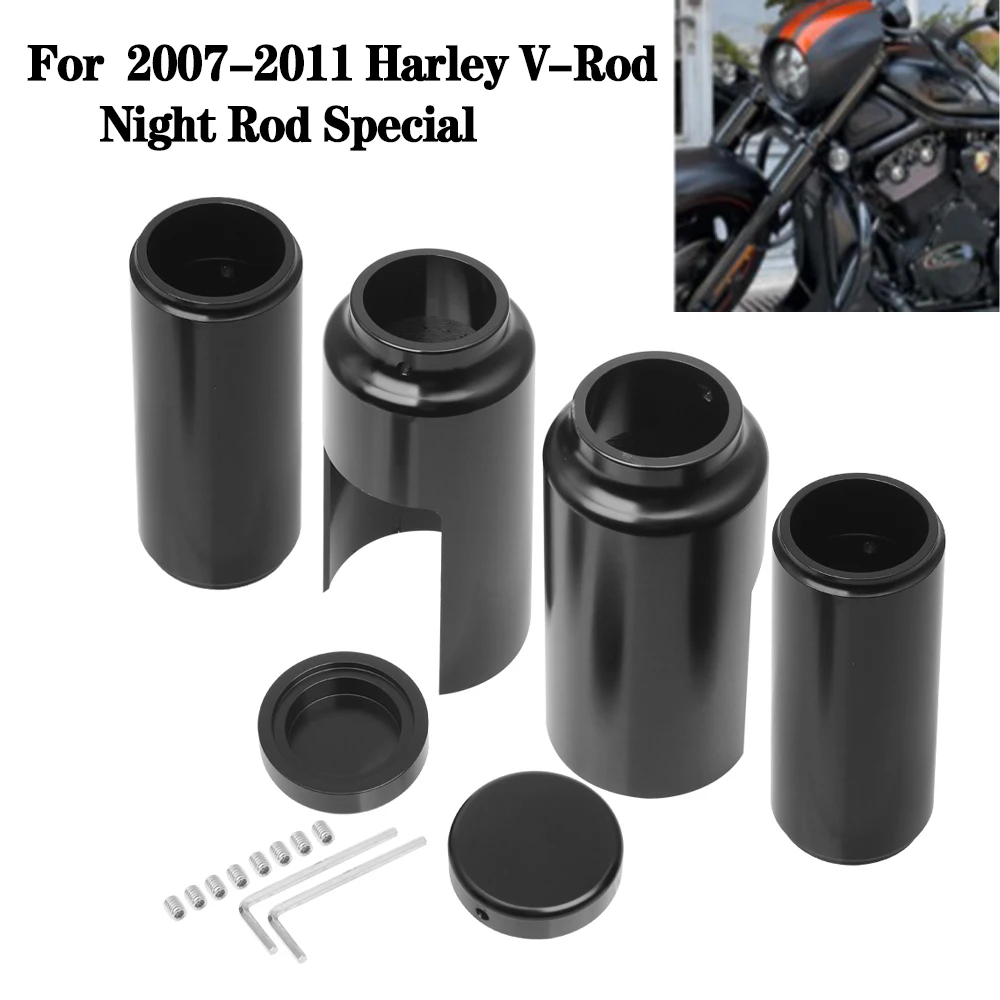 

Motorcycle Aluminum Black Front Full Fork Cover Tube Caps Set For Harley V-Rod Vrod Night Rod Special 2007-2011 2010 2009 2008