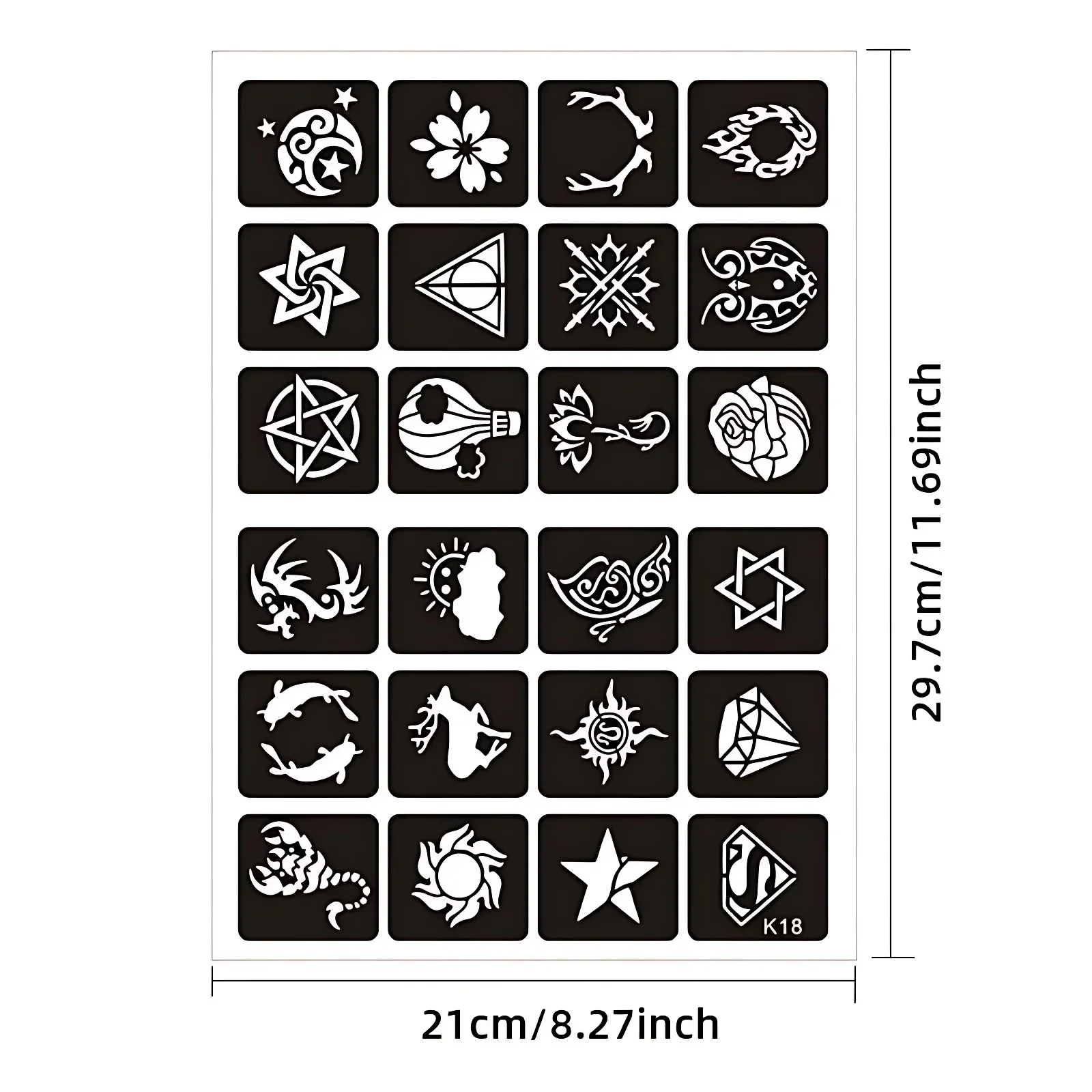 56-238pcs Henna Stencils For Painting Flower Letter Cat Butterfly Airbrush Tattoo DIY Glitter Set For Kids Women