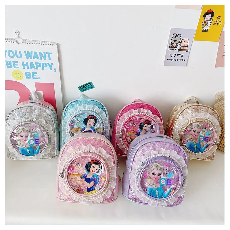 

Disney Elsa Princess Backpack Cute Cartoon Snow White School Bag Frozen Children's Bag 2-5 Years Old Girl Snack Backpack