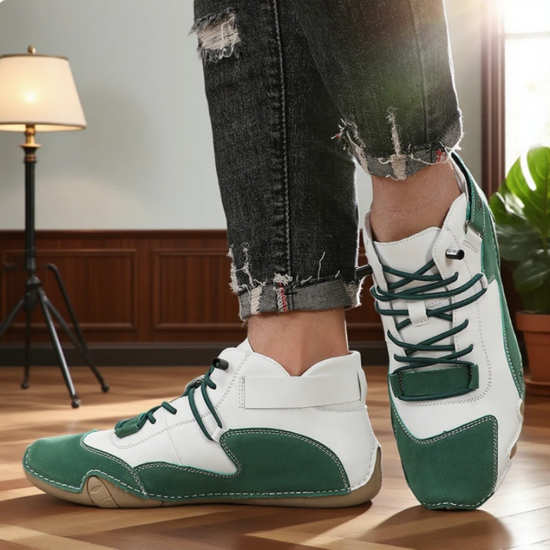 New 2025 Men's Retro Design Ankle Boots Men Outdoor Casual Leather Shoes Breathable Comfortable Summer Hot Selling Flat Sneakers