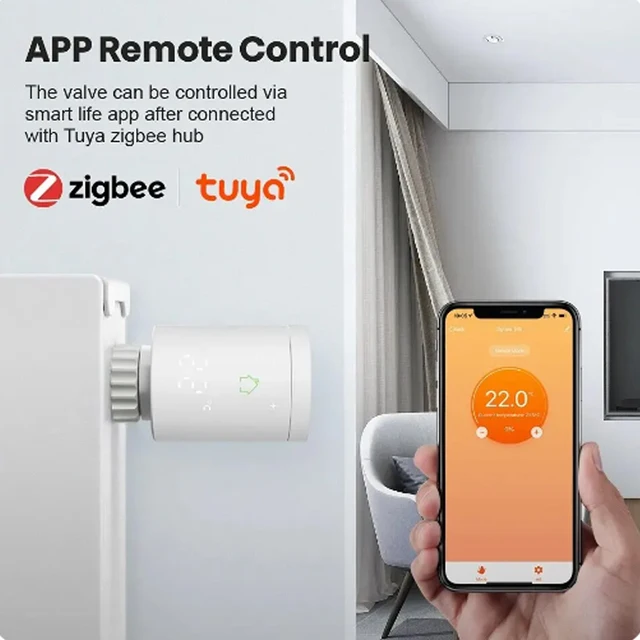 วาล์วควบคุมอุณหภูมิหม้อน้ำ Tuya ZigBee3.0 TRV ขายดี ควบคุมอุณหภูมิหม้อน้ำในบ้าน ควบคุมด้วยเสียง 1