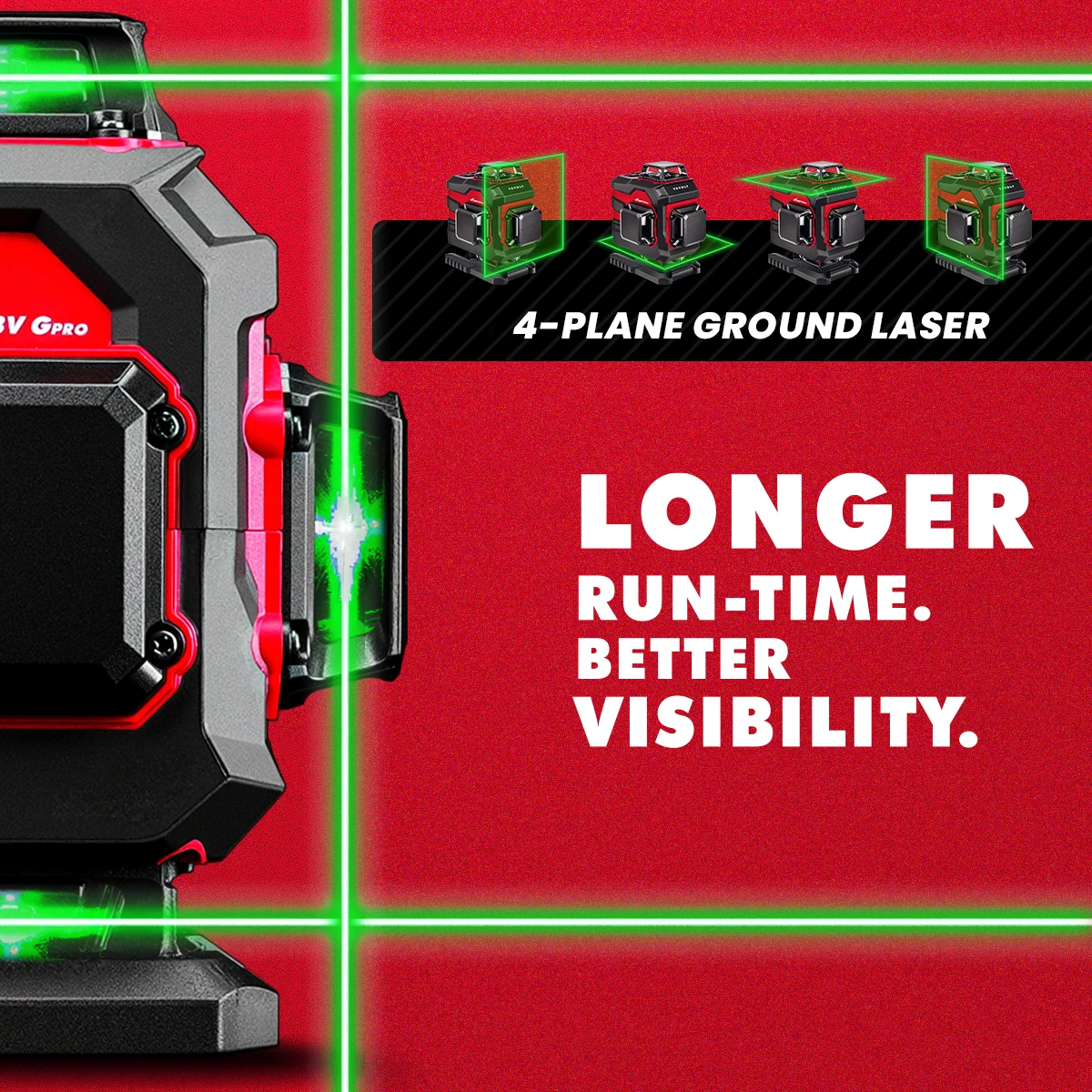 YEVOLT YVGLL4XS16 Series Green Laser Level 4-Plane 16-Line Self-leveling 360 3D Horizontal & Vertical Power Measuring Tools laser level