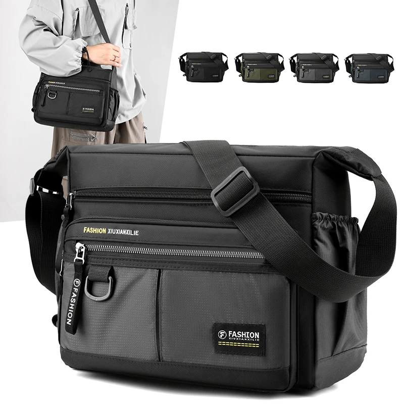 Men's shoulder bag - casual crossbody bag with adjustable shoulder straps, multiple pockets, suitable for travel, school, and da