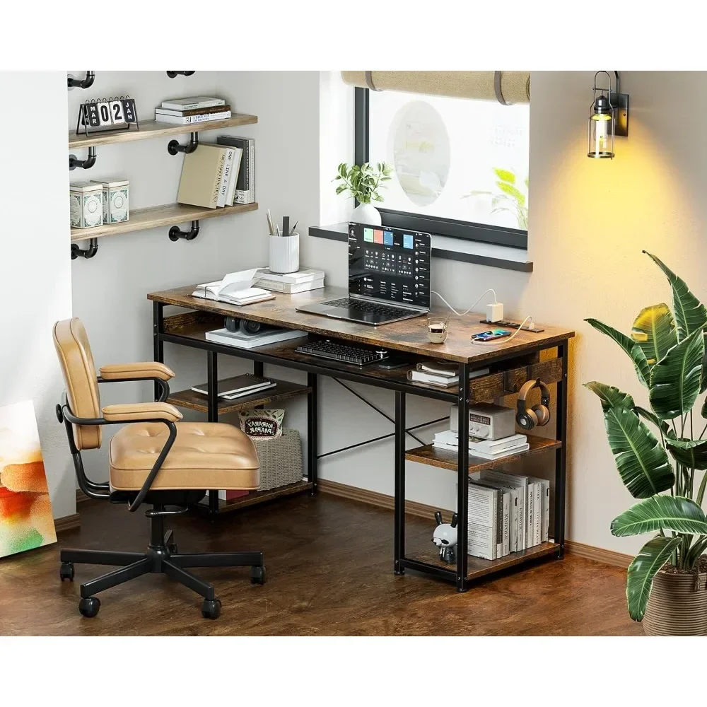 Writing Desk With Storage Shelves Headphone Hook Room Desk to Study Student Laptop PC Desks for Small Spaces Home Office Vintage aviator writing desk vintage aircraft airman style 120x60x76 cm