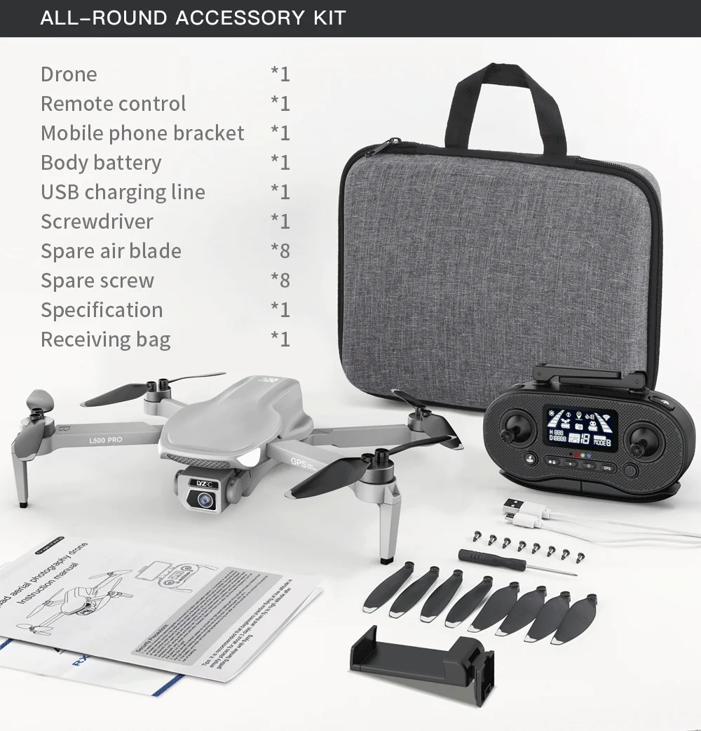 L500 PRO Drone, ALL-ROUND ACCESSORY KIT Drone *1 Remote control Mobile phone