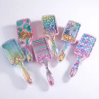 Girl Cartoon Plastic Airbag Comb Quicksand Sequin Hairdressing Comb Plastic Comb Glitter Massage Comb Cartoon Cute Fruit Comb 2