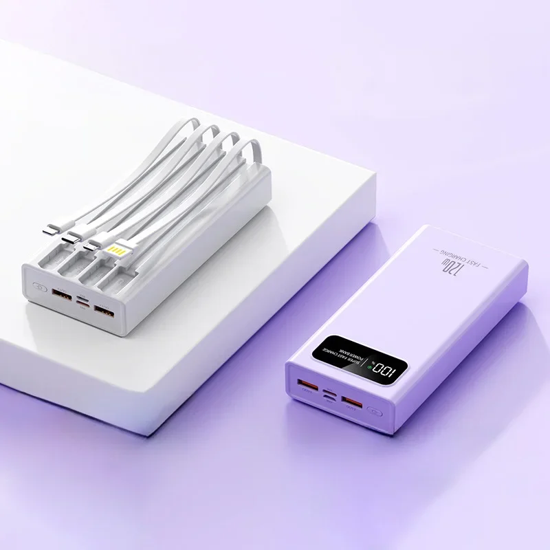 고용량 초고속 충전 휴대용 충전기, 아이폰 화웨이용 외장 배터리 팩 보조베터리, 120W 보조배터리, 50000mAh