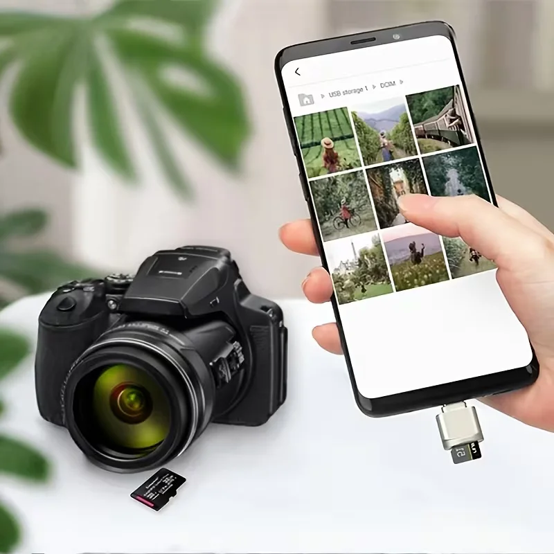 USB C-SD 카드 리더기, 마이크로 SD 카드와 호환 가능, USB 어댑터와 끈 포함, 노트북과 함께 사용하도록 설계됨